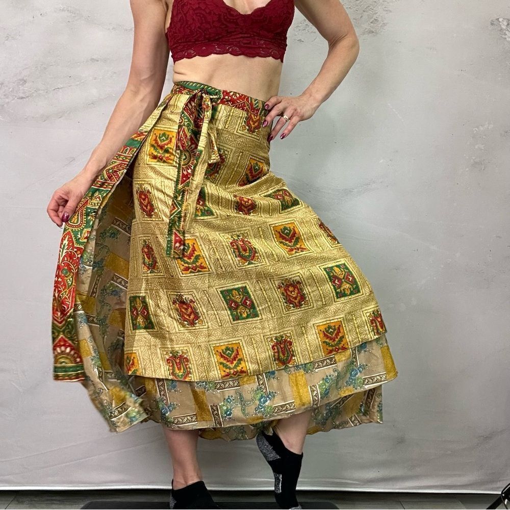 100% silk wrap skirt made in India